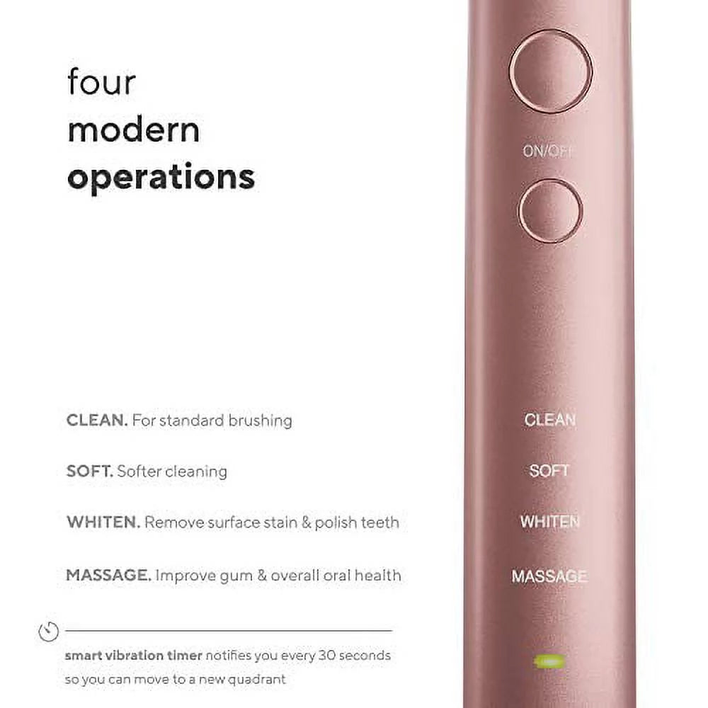Satin Rose Gold Sonic Electric Toothbrush with 8 Brush Heads B2176