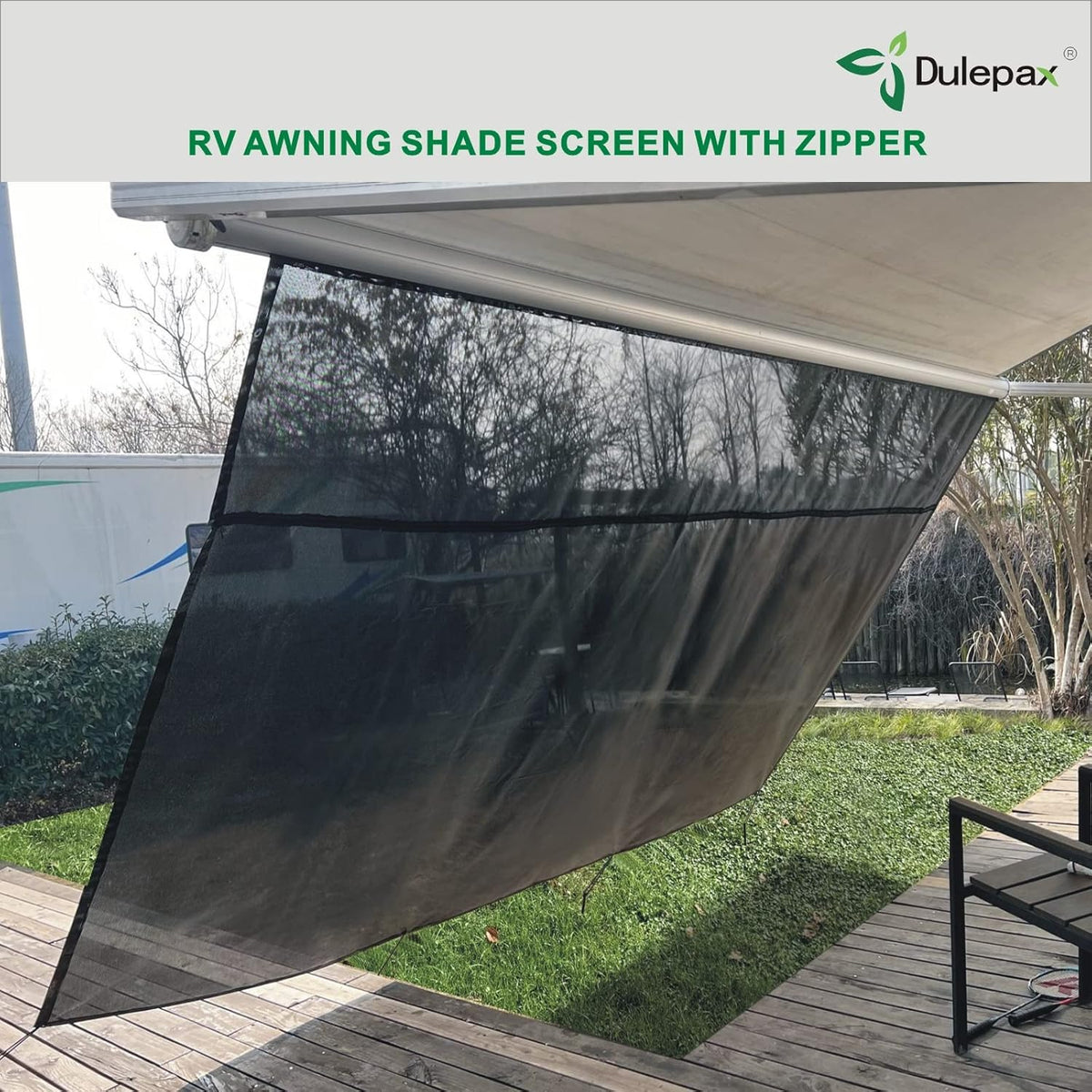 RV Awning Shade Screen with Zipper 8'X16'3'' J236156