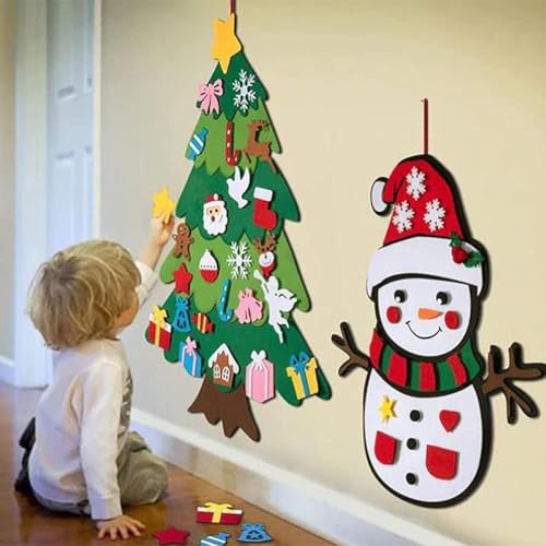 Felt Christmas Tree with 32 Ornaments and Lights M5296