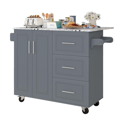Rolling Kitchen Island with Storage and Drop Leaf Z65017