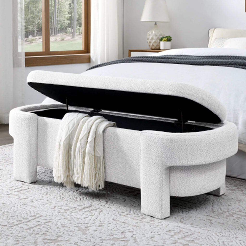 51" Chenille Upholstered Storage Ottoman Bench B24042
