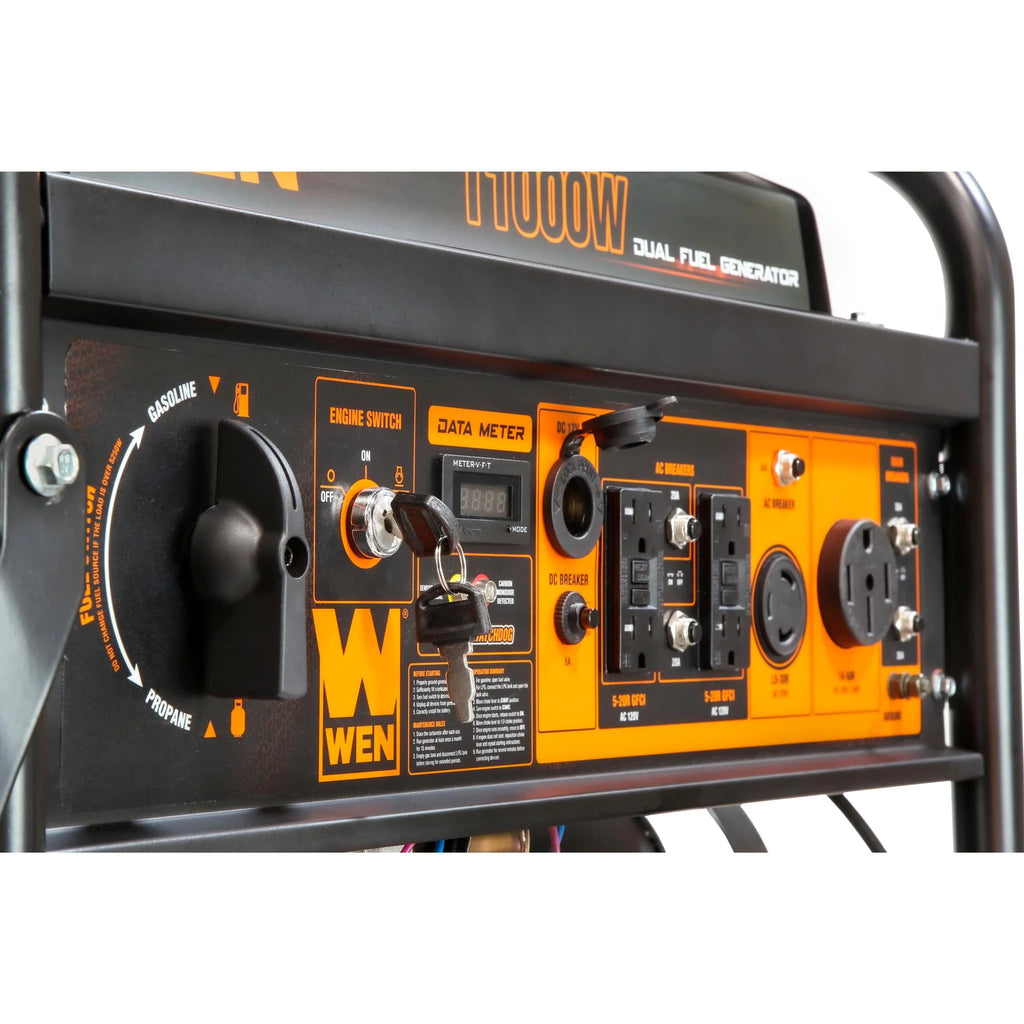 11000-Watt 120-Volt 240-Volt Dual Fuel Electric Start Portable Generator with Wheel Kit and CO Shutdown Sensor L4099