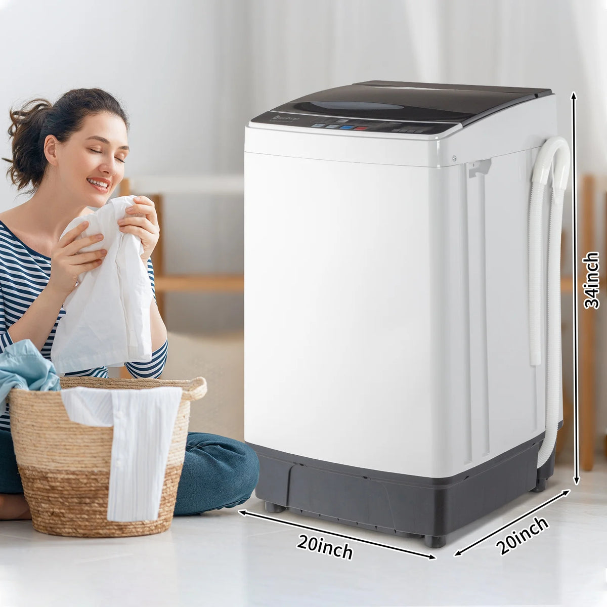 17.6 Lbs Capacity Top Load Portable Washing Machine with LED Display A6449