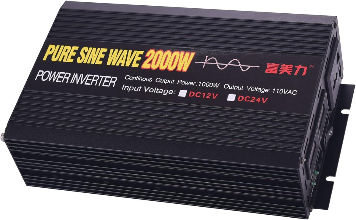 24V to 110V Pure Sine Wave Power Inverter 1000W/2000W Peak D3457