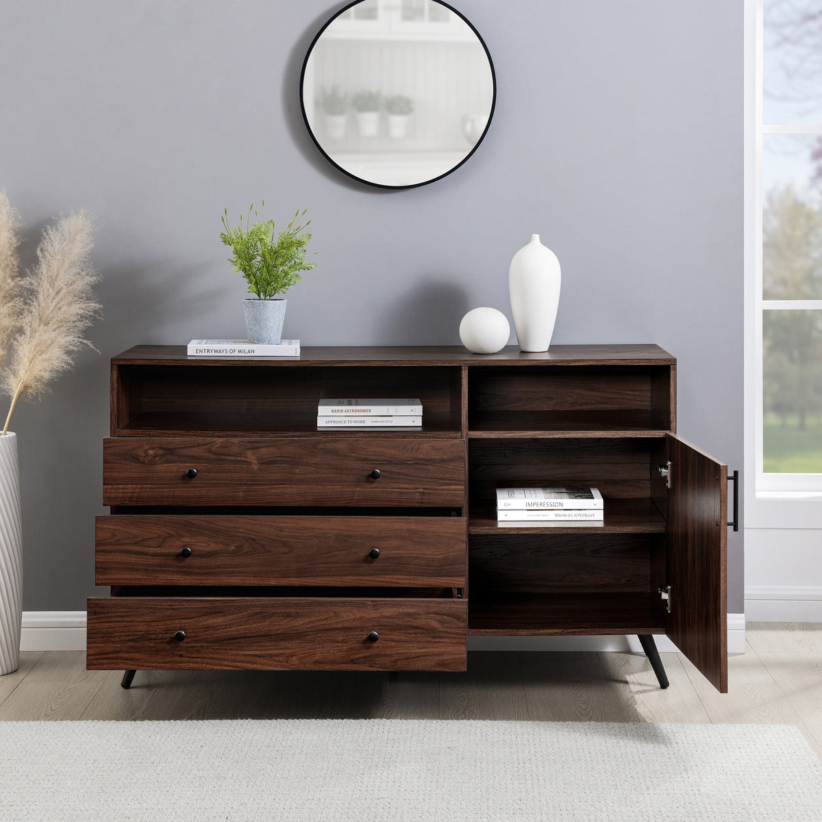 3 Drawer Dark Walnut Sideboard G583290