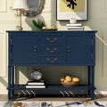 Navy Modern Console Table with 3 Drawers and 2 Cabinets U40635
