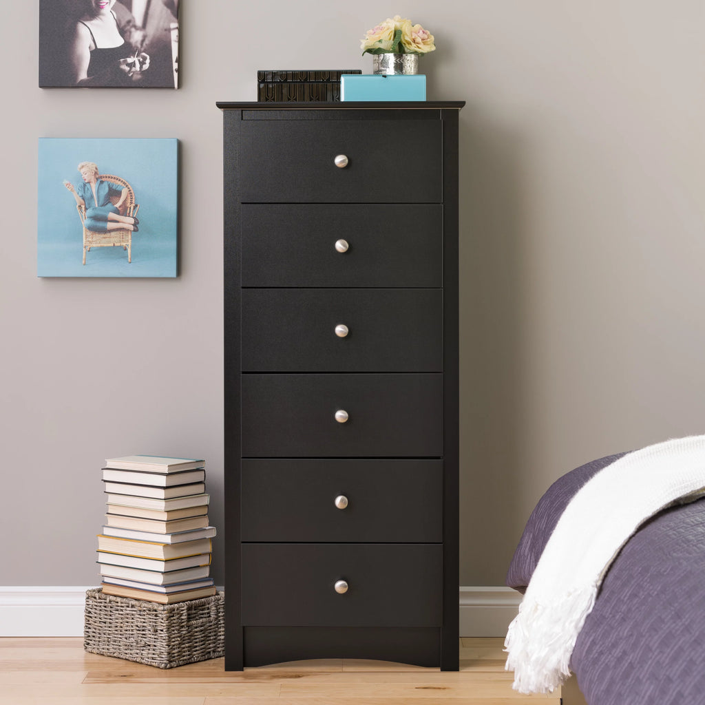Black 6 Drawer Wooden Dresser K945