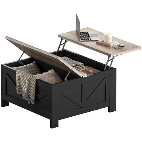 Lift Top Coffee Table with Storage, Black & Gray F341