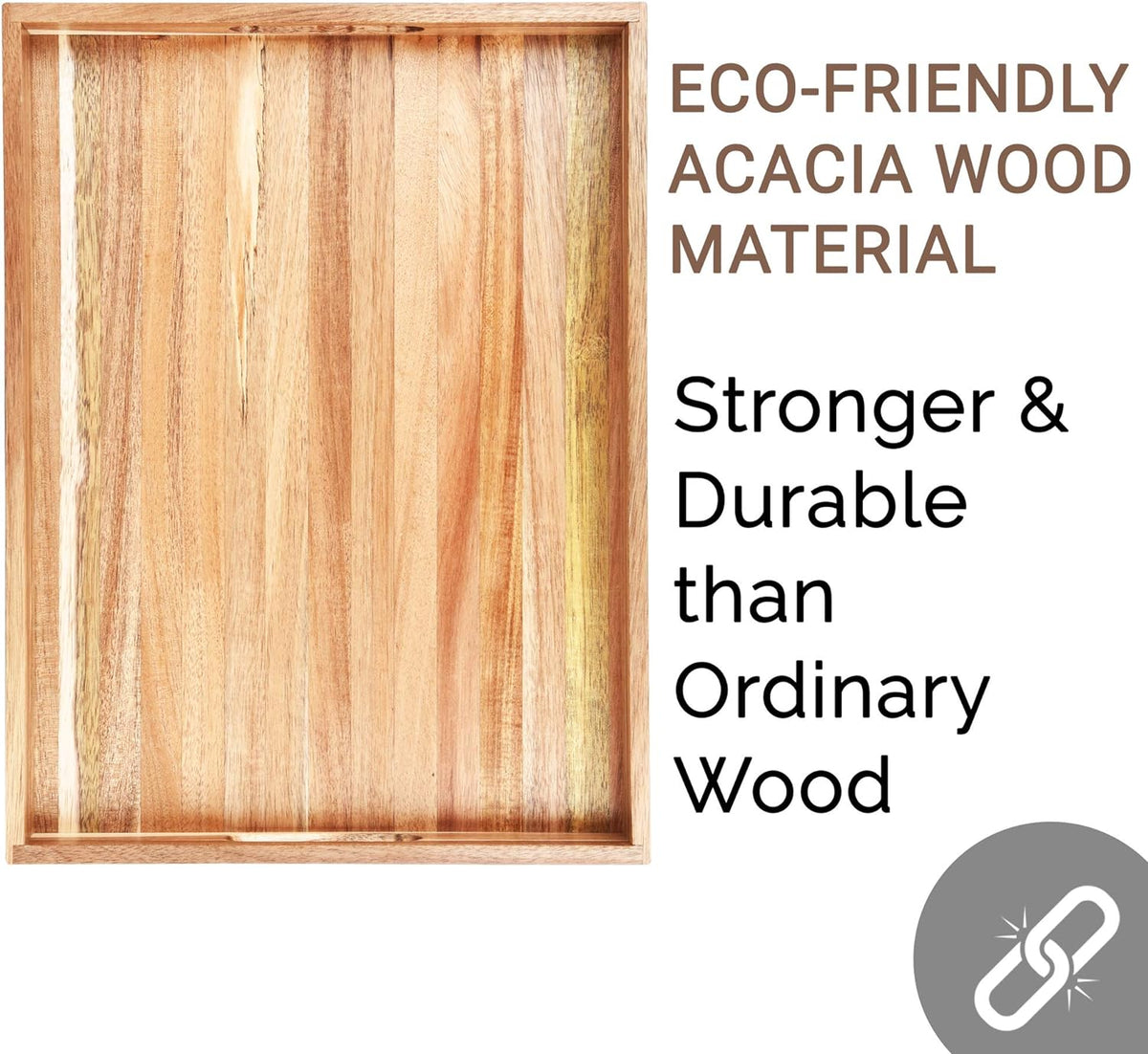 Acacia Wood Serving Tray with Handles 17 Inches X445520