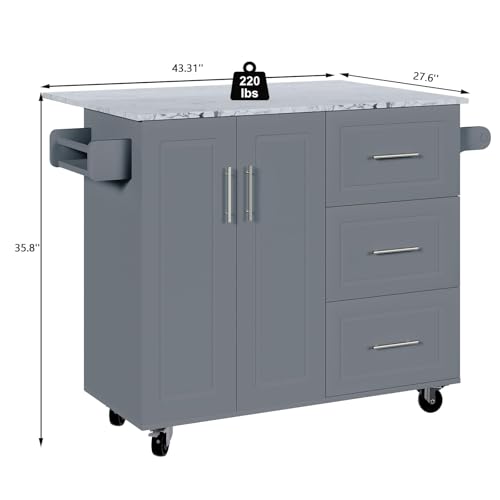 Rolling Kitchen Island with Storage and Drop Leaf Z65017