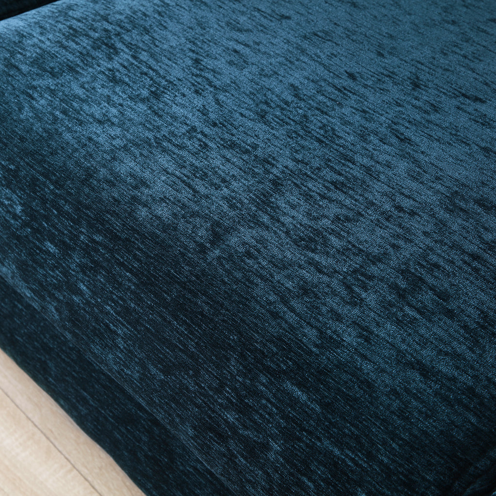 Blue Chenille Upholstered 3-Seater Couch Sofa with 2 Armrest Pillows D236