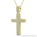 CZ Crystal Pave Christian Pendant & Chain Necklace in .925 Sterling Silver W97337