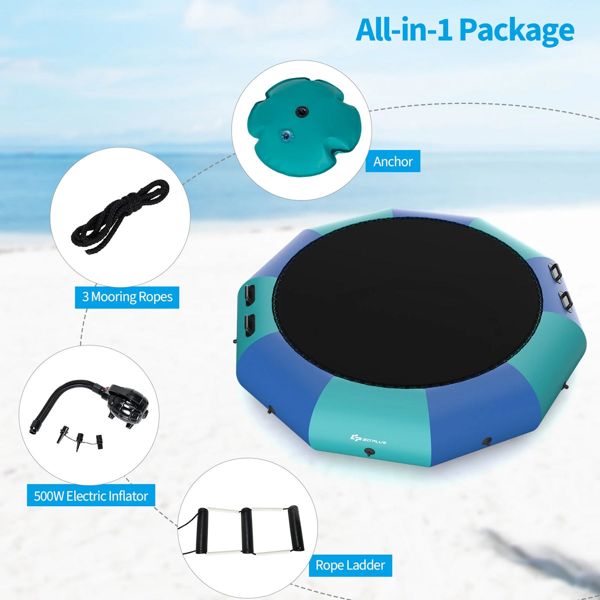 Blue & Green Inflatable Water Trampoline A698