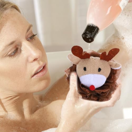 4 Pcs Christmas Exfoliating Loofah Bath Balls V60361