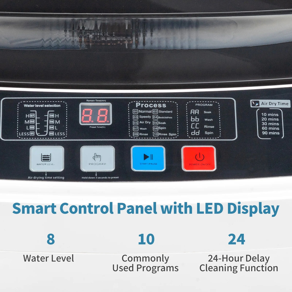 17.6 Lbs Capacity Top Load Portable Washing Machine with LED Display A6449