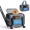 Cat Carrier with Wheels, Airline Approved Pet Carrier for Cats Dogs 15 lbs with Telescopic Handle, Small Dog Carrier with Wheels Removable, Soft Rolling Cat Carrier with Large Pocket N4161