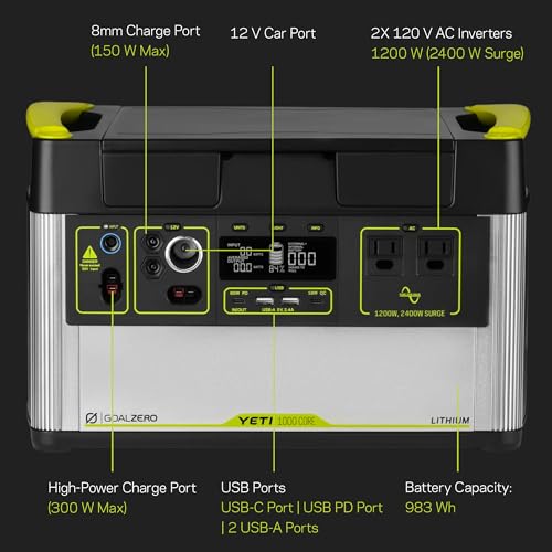 Portable Power Station, 1,000 W, Solar-Powered Generator E2066