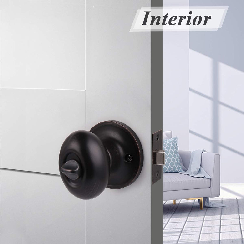 6 Packs Oil Rubbed Bronze Privacy Door Knobs with Lock S379855