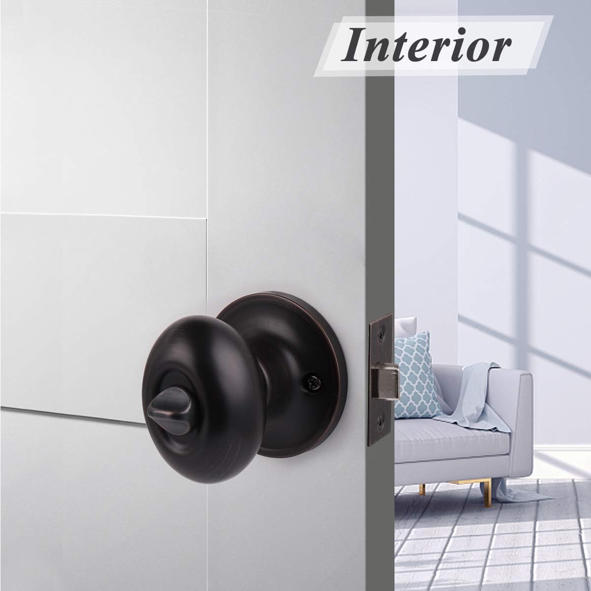 6 Packs Oil Rubbed Bronze Privacy Door Knobs with Lock S379855