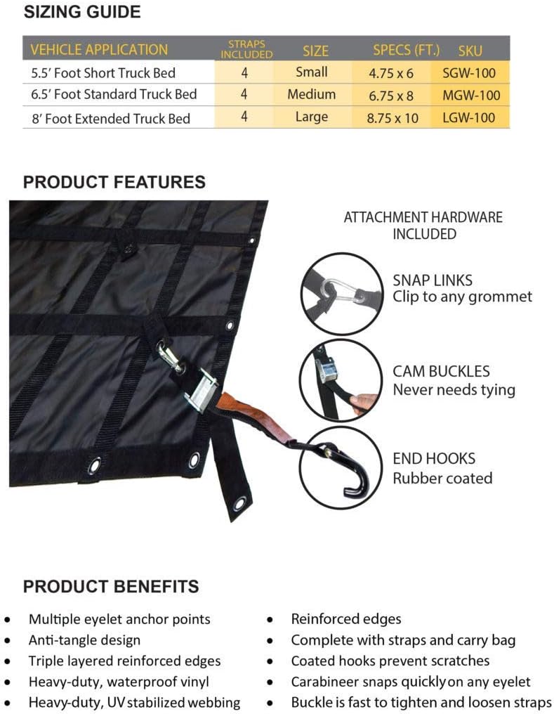 Waterproof Heavy Duty Truck Cargo Net Tarp Small 4.75' x 6' E5645