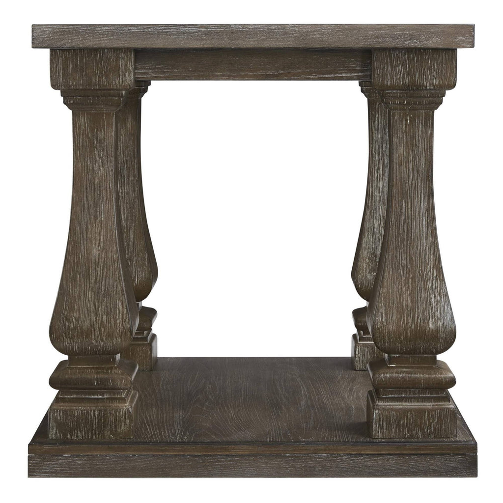 White and Brown End Table with Open Shelf N70486
