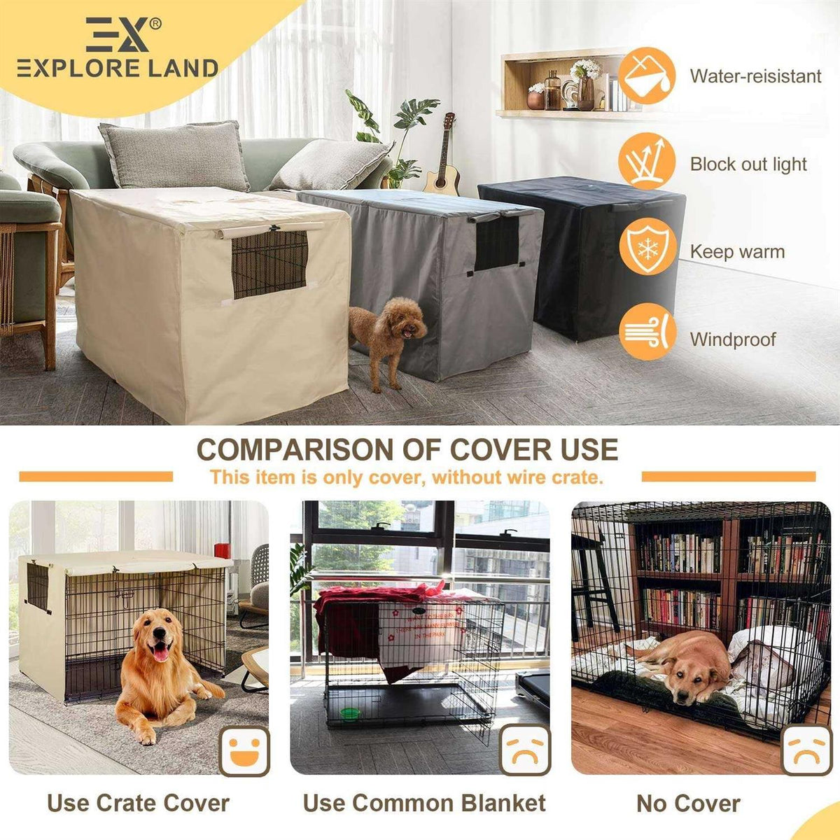 Dog Crate Cover Polyester Pet Kennel Cover F414