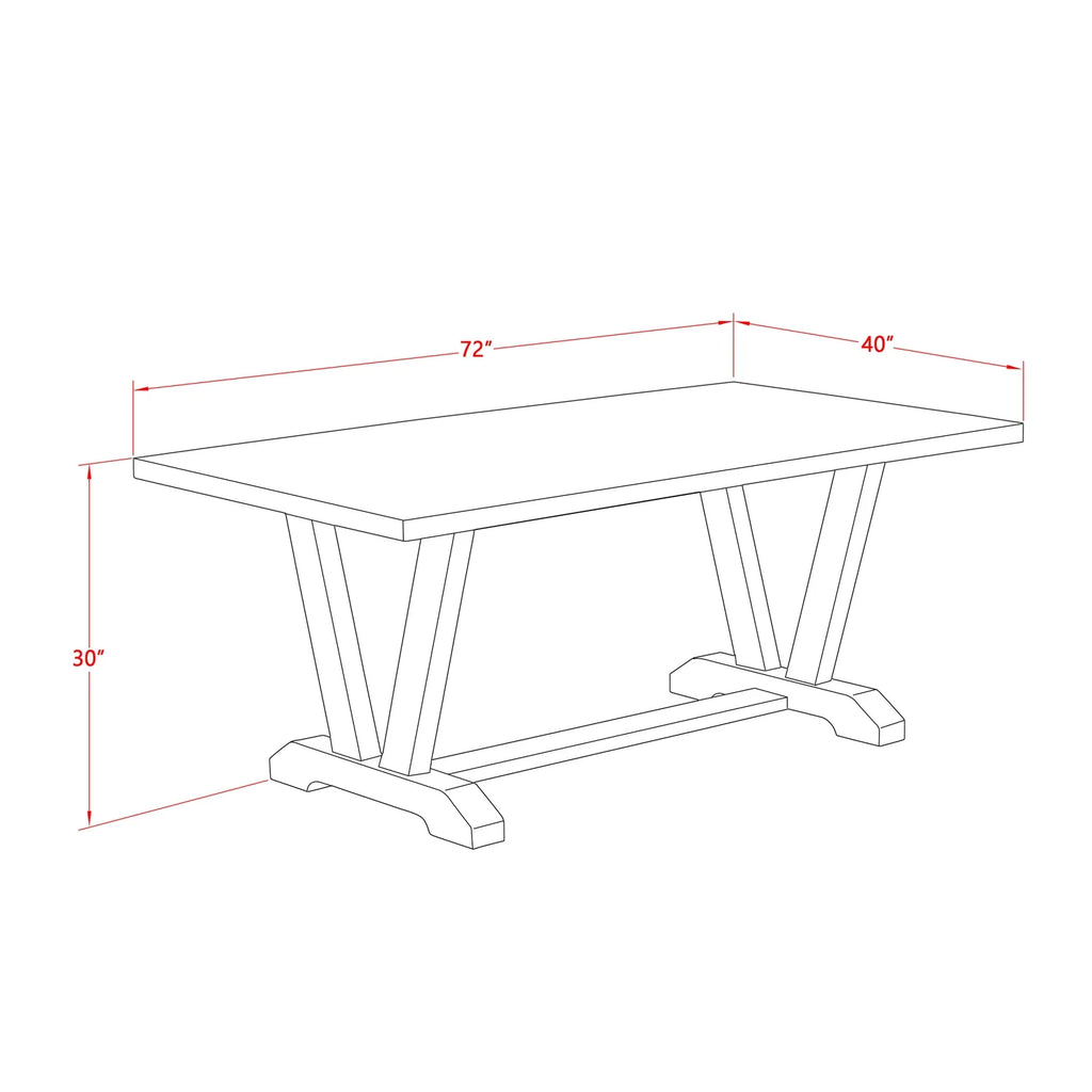 40X72 In Dining Table With Black Leg And Jacobean Top Finish U78139
