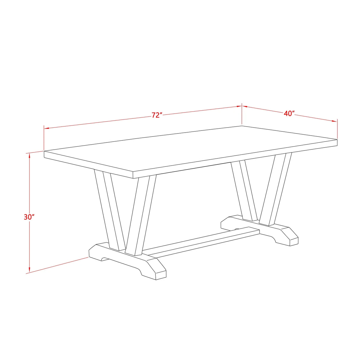 40X72 In Dining Table With Black Leg And Jacobean Top Finish U78139