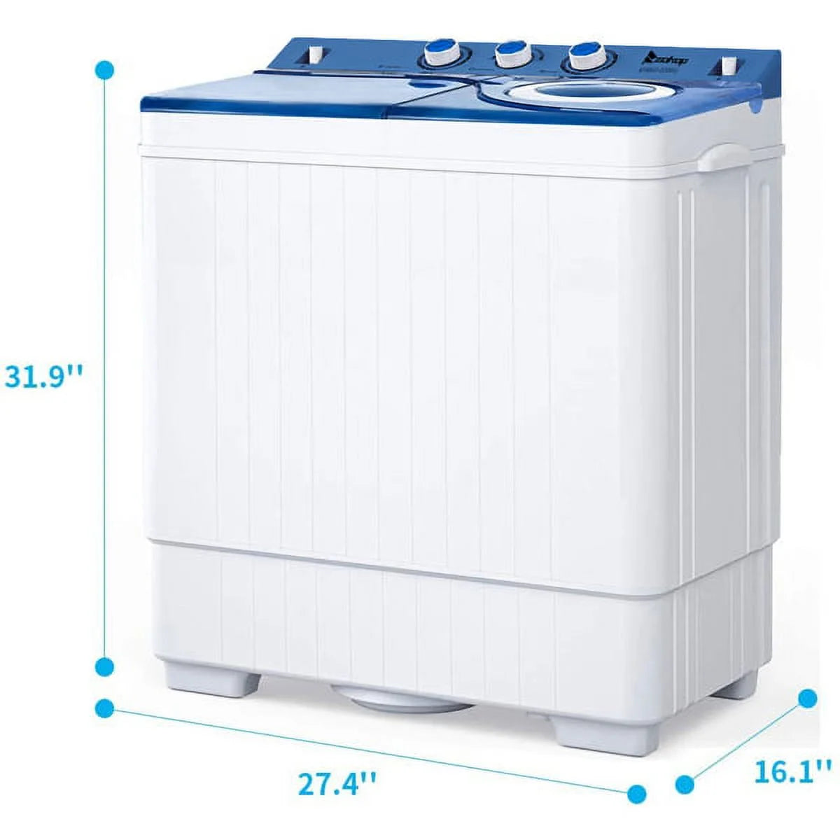 Semi-automatic Twin Tub Washing Machine, 26Lbs, White & Blue C142665