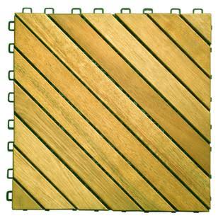 11 Diagonal Slat Acacia Interlocking Deck Tile L379