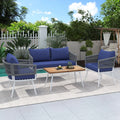 4-Piece Boho Rope Patio Furniture Set with Wood Table L7004