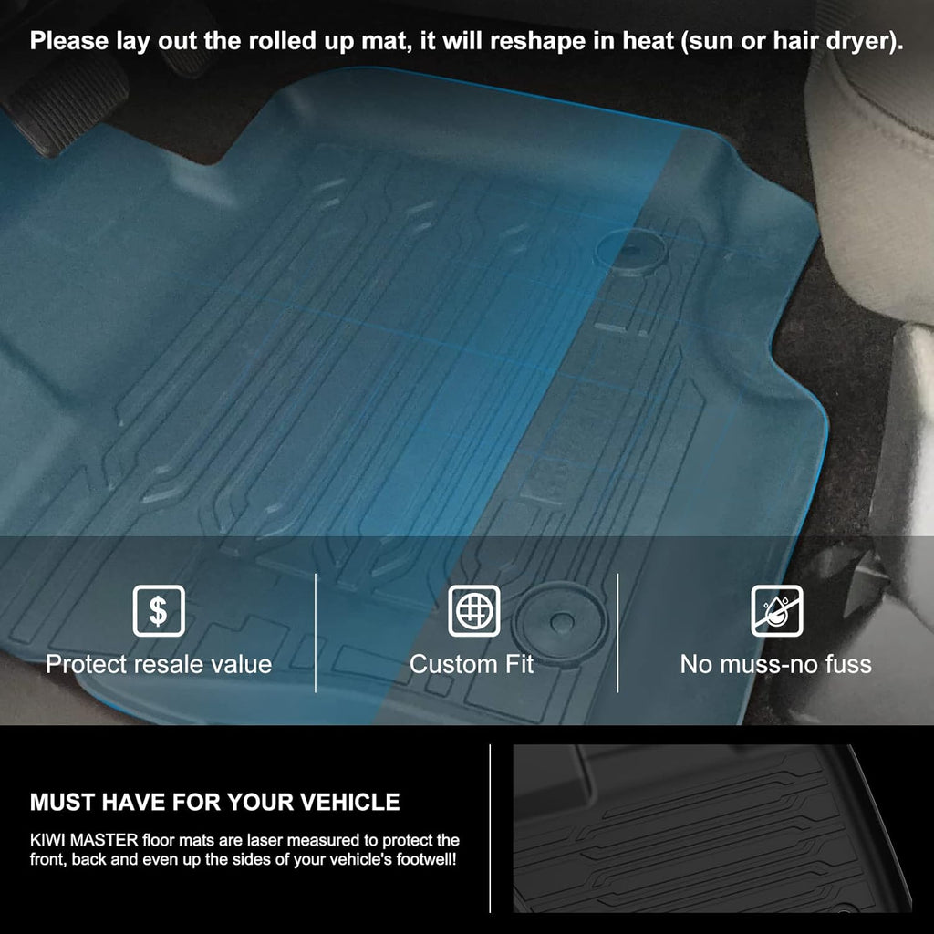 F150 Floor Mats for 2021 2022 Ford F-150 SuperCrew Cab All Weather Custom Fit Liners with Under Seat Lux Box M18217