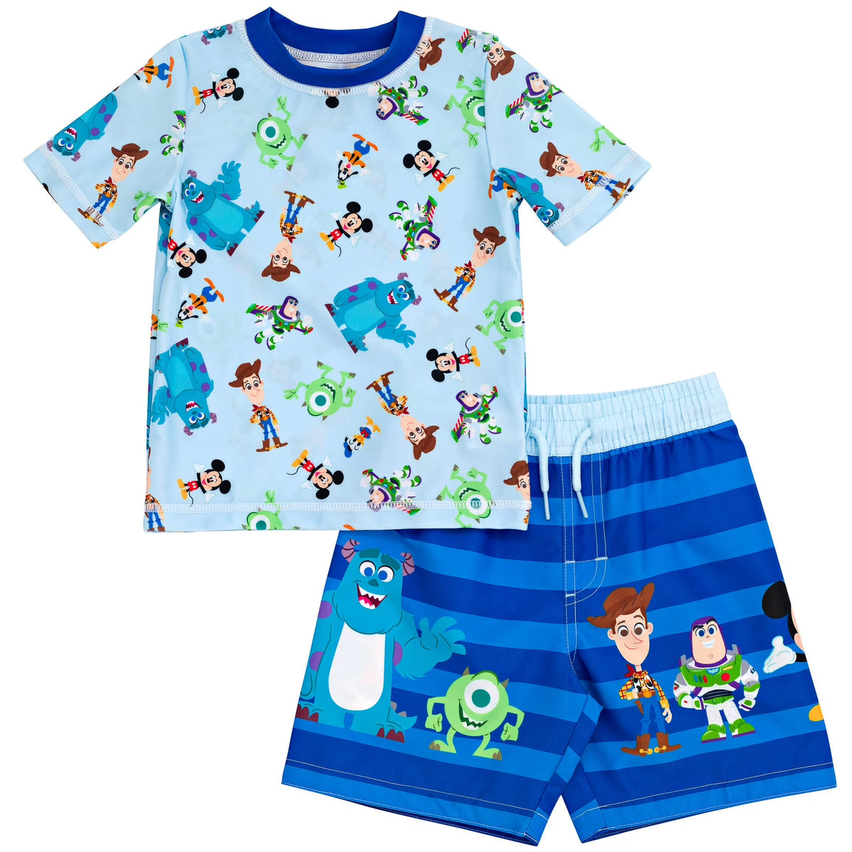 Toddler Boys Rash Guard and Swim Trunks Outfit Set E5437