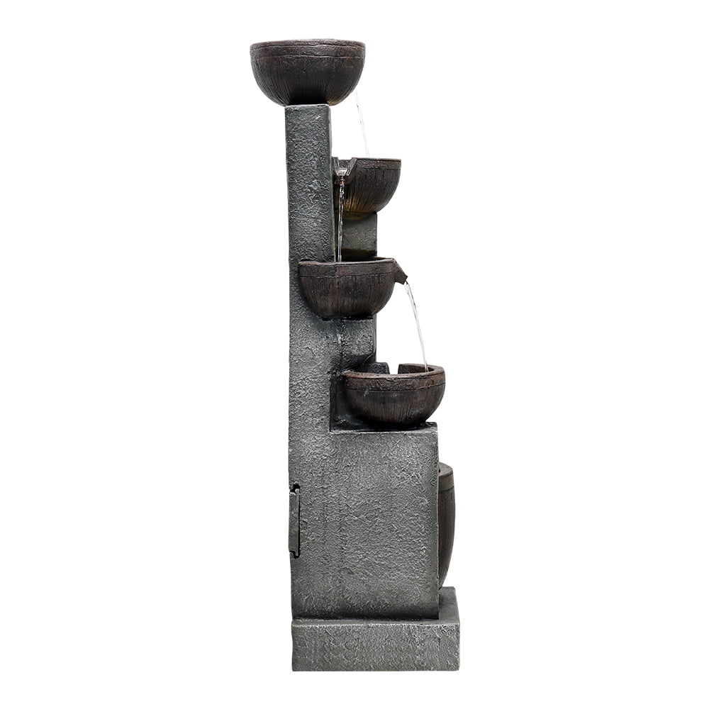 43.7-inch H Outdoor Garden Water Fountain with LED Lights G739274