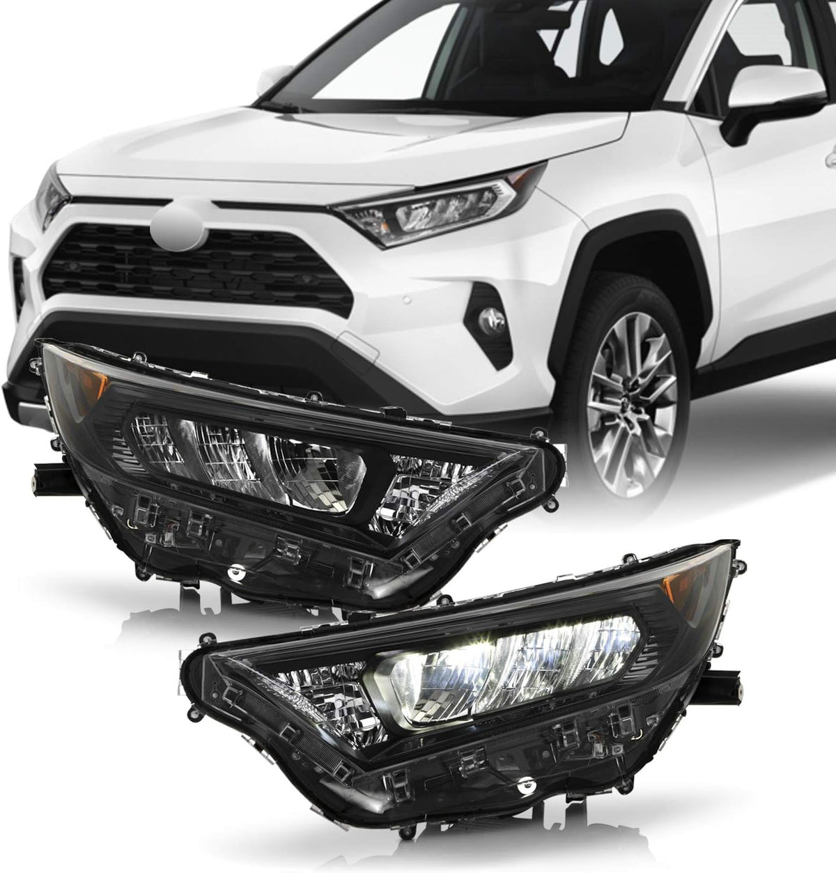 Black LED Projector Headlights Housing Left & Right C4250