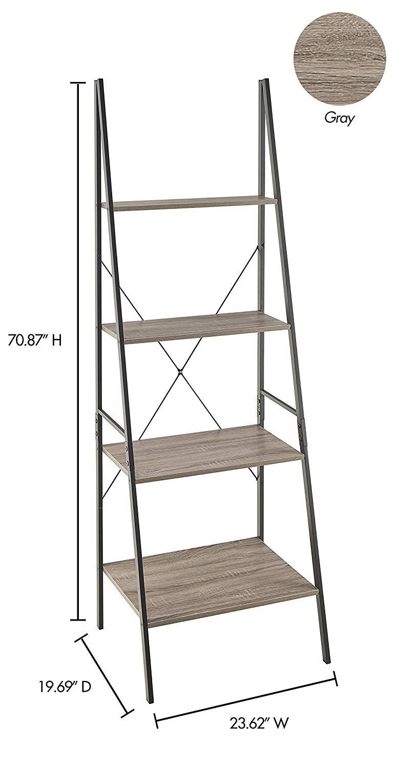 Natural Gray 4-Tier Bookcase E302