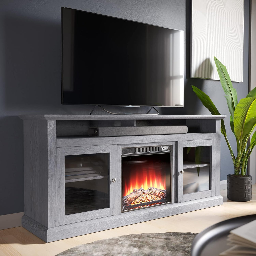 Stone Grey Electric Fireplace TV Stand I70791