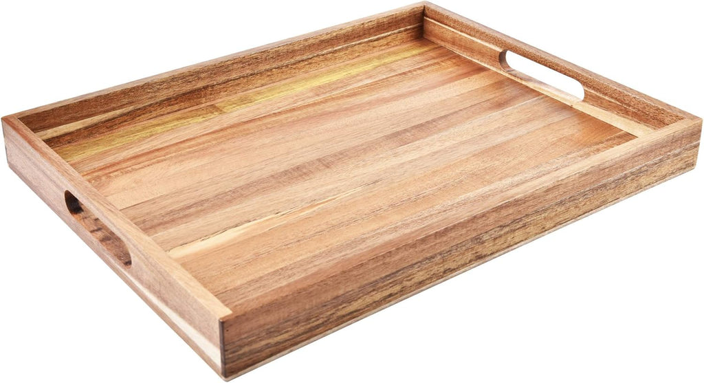 Acacia Wood Serving Tray with Handles 17 Inches X445520