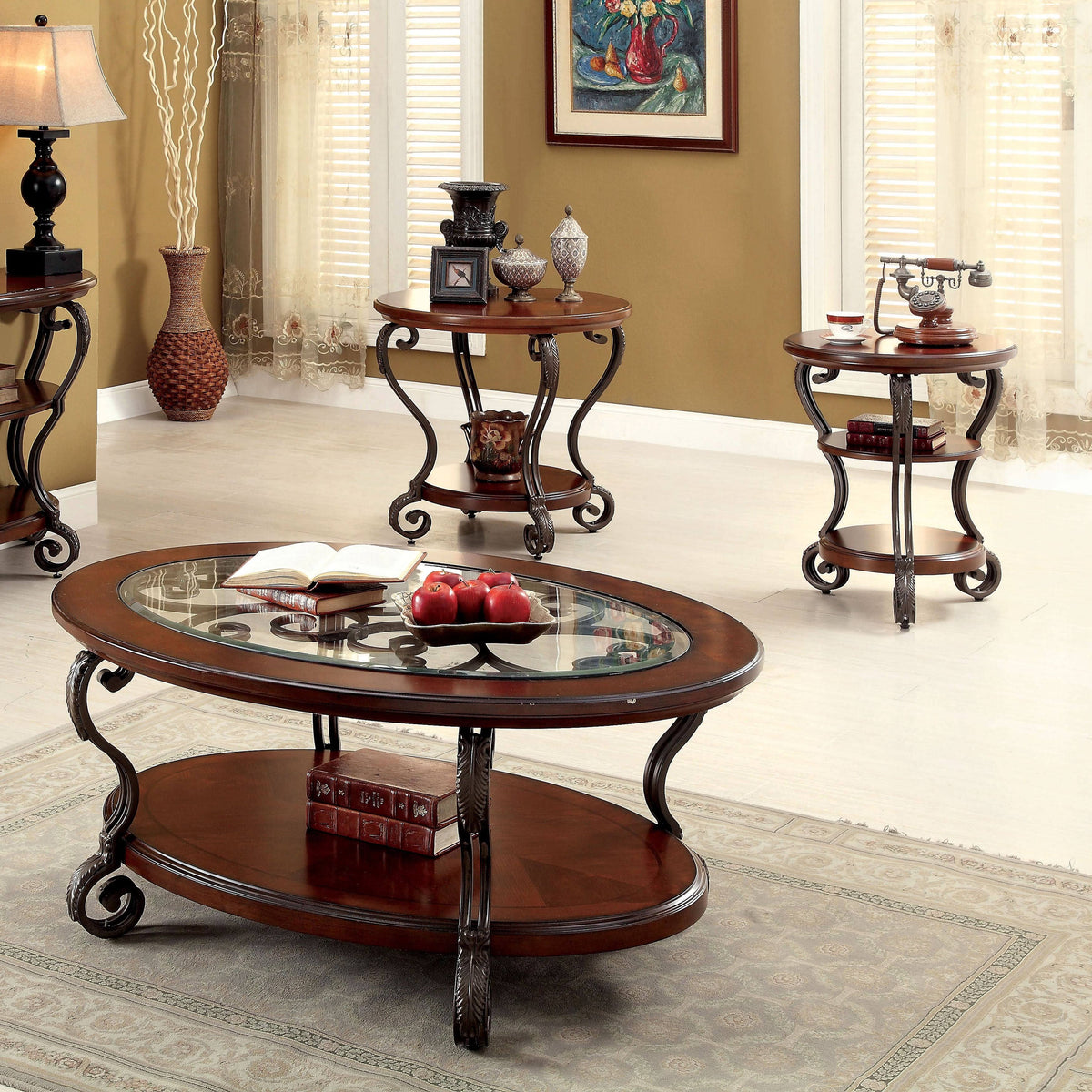 Cherry 2-Piece Accent Table Set J159208