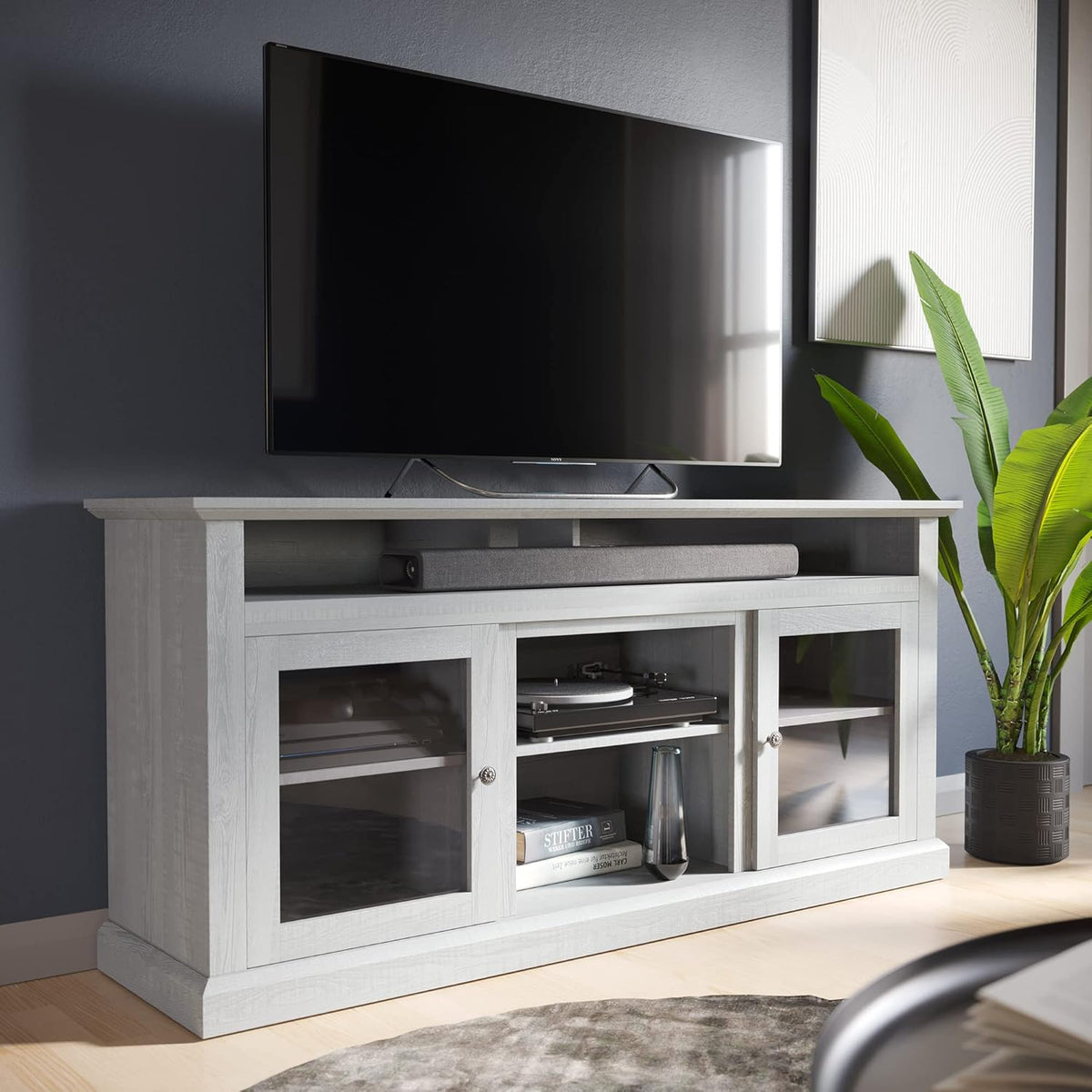 Stone Grey Electric Fireplace TV Stand I70791