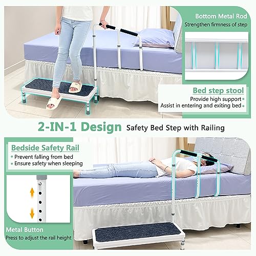 Bed Step Stool with Rail for High Beds - 400lb L846
