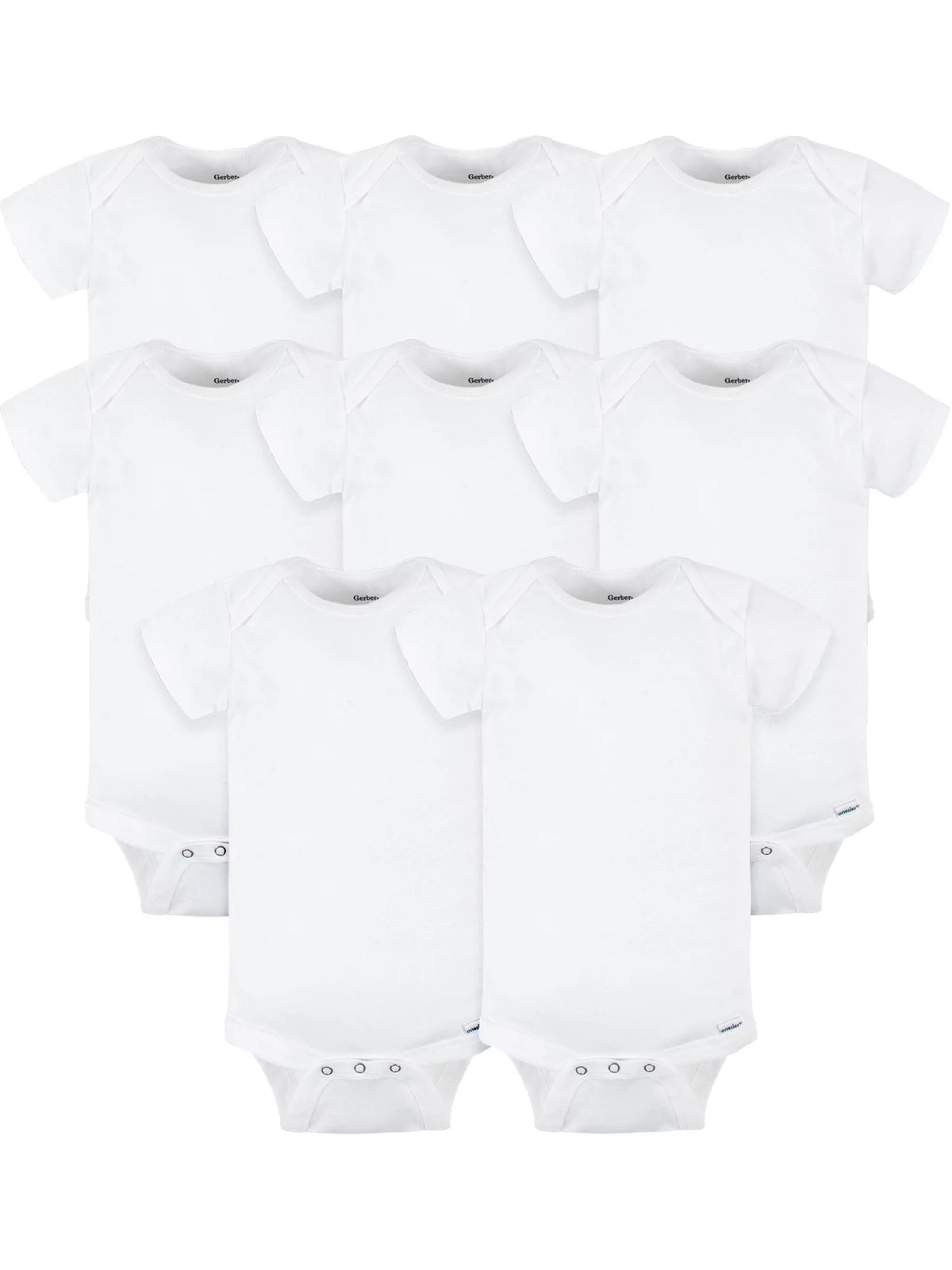 White Cotton Rib Short Sleeve Bodysuits, 8-Pack C949