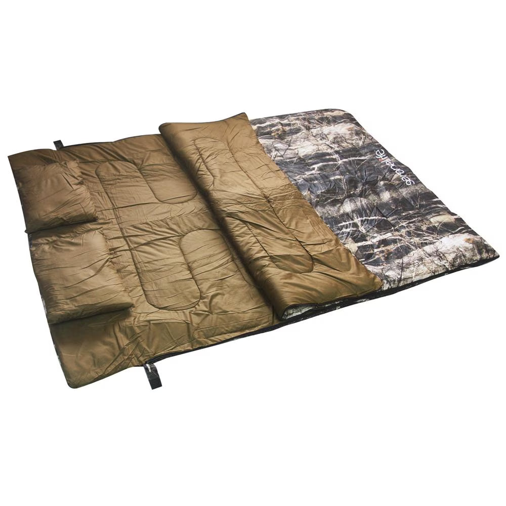 Double Sleeping Bag with Two Pillows, Lightweight & Waterproof, Includes Carrying Bag U82552