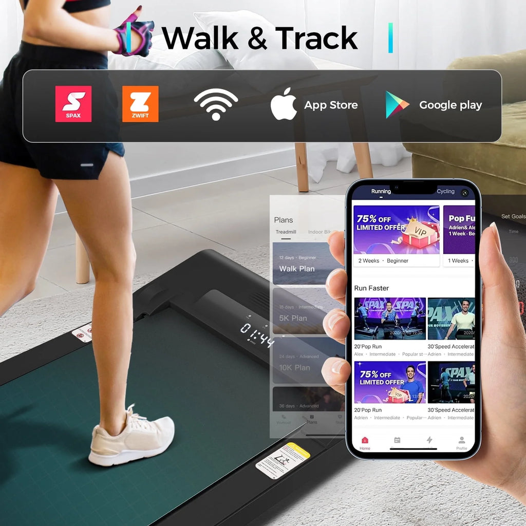 Walking Pad Treadmill Under Desk Electric Jogging Running Machine with LED Display K196