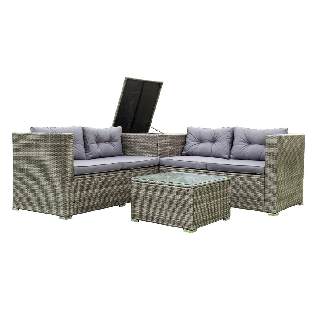 4 Piece Patio Sectional Wicker Rattan Outdoor Furniture Sofa Set Grey F8864