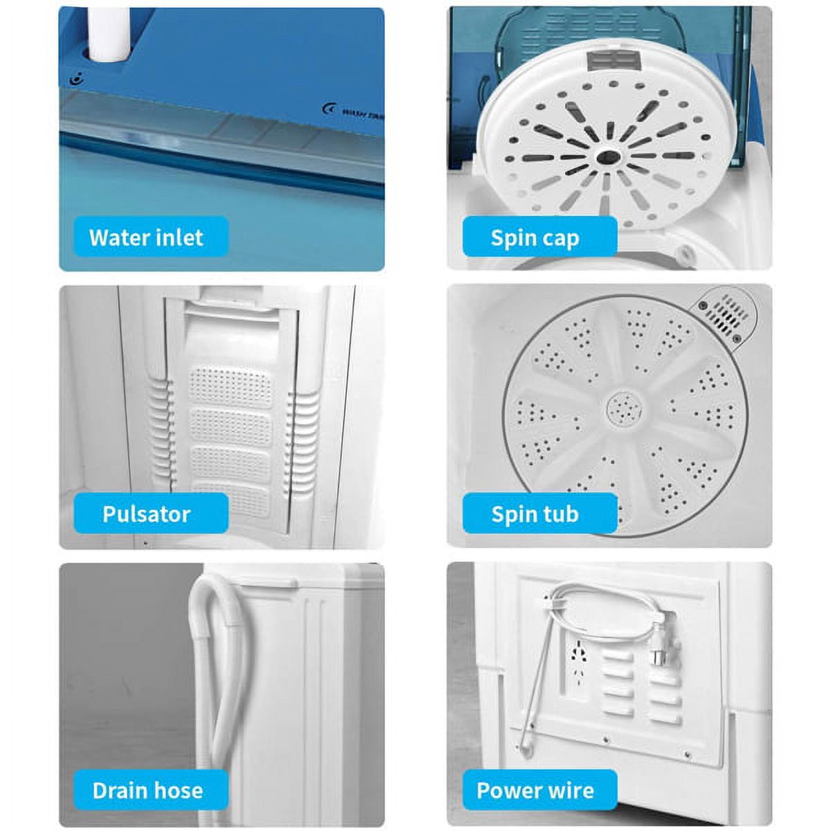 Semi-automatic Twin Tub Washing Machine, 26Lbs, White & Blue C142665