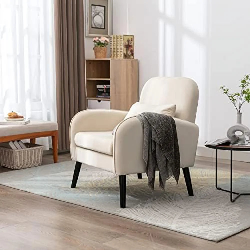 Modern Accent Chair with Solid Wooden Legs Upholstered Armchair V31677