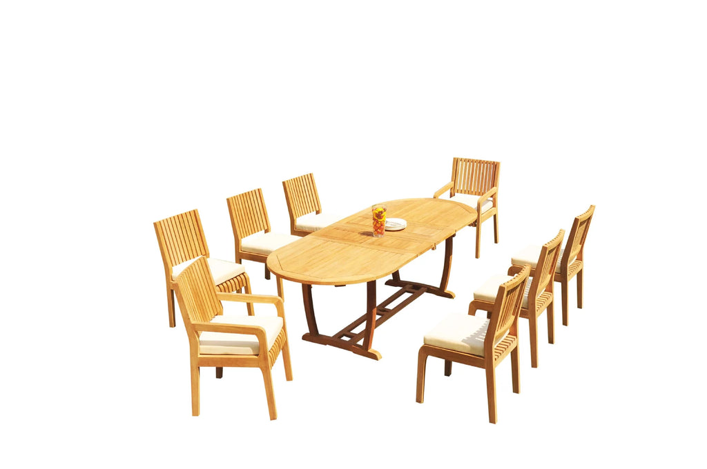 Grade-A Teak 8 Seater 9 Pc Dining Set P896