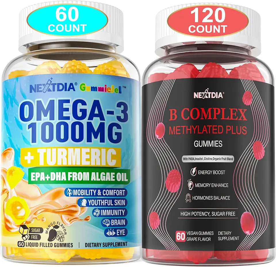 Vegan Omega-3 Gummies 1000mg + Vitamin B Complex Gummies I1289