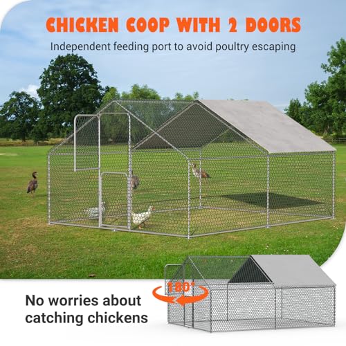 Large Walk in Metal Chicken Coop for 10 Chickens J689737